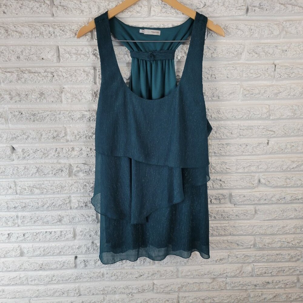 Maurices Womens Top 2X Green Sparkle Metallic Tank Tunic Racerback Party GRE14E